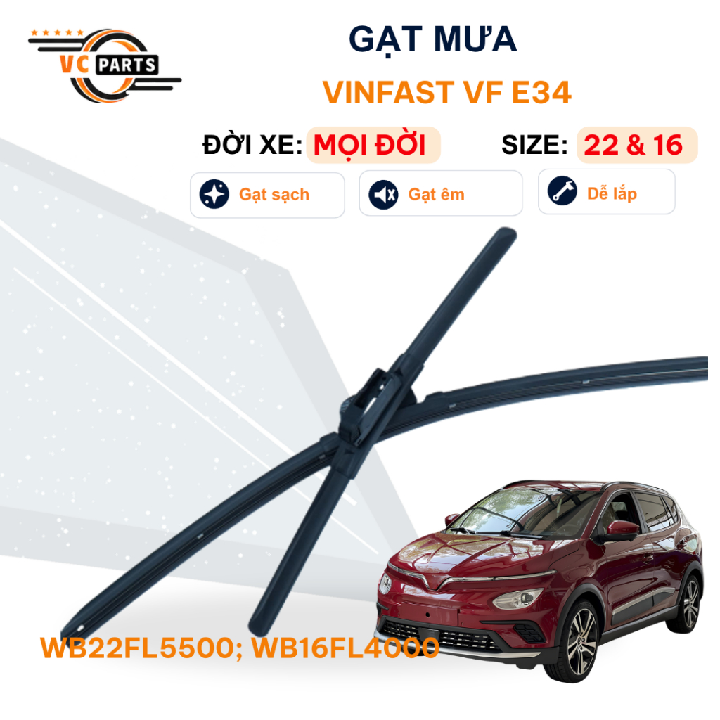 Gạt Mưa Thân Mềm Schaeffler Kích Thước 22 & 16 Cho VinFast VF E34