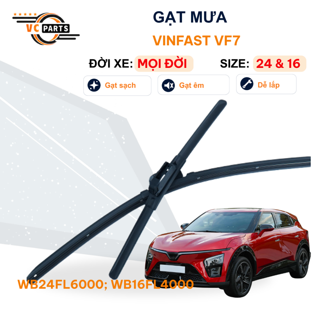 Gạt Mưa Thân Mềm SCHAEFFLER Kích Thước 24 & 16 Cho VINFAST VF7
