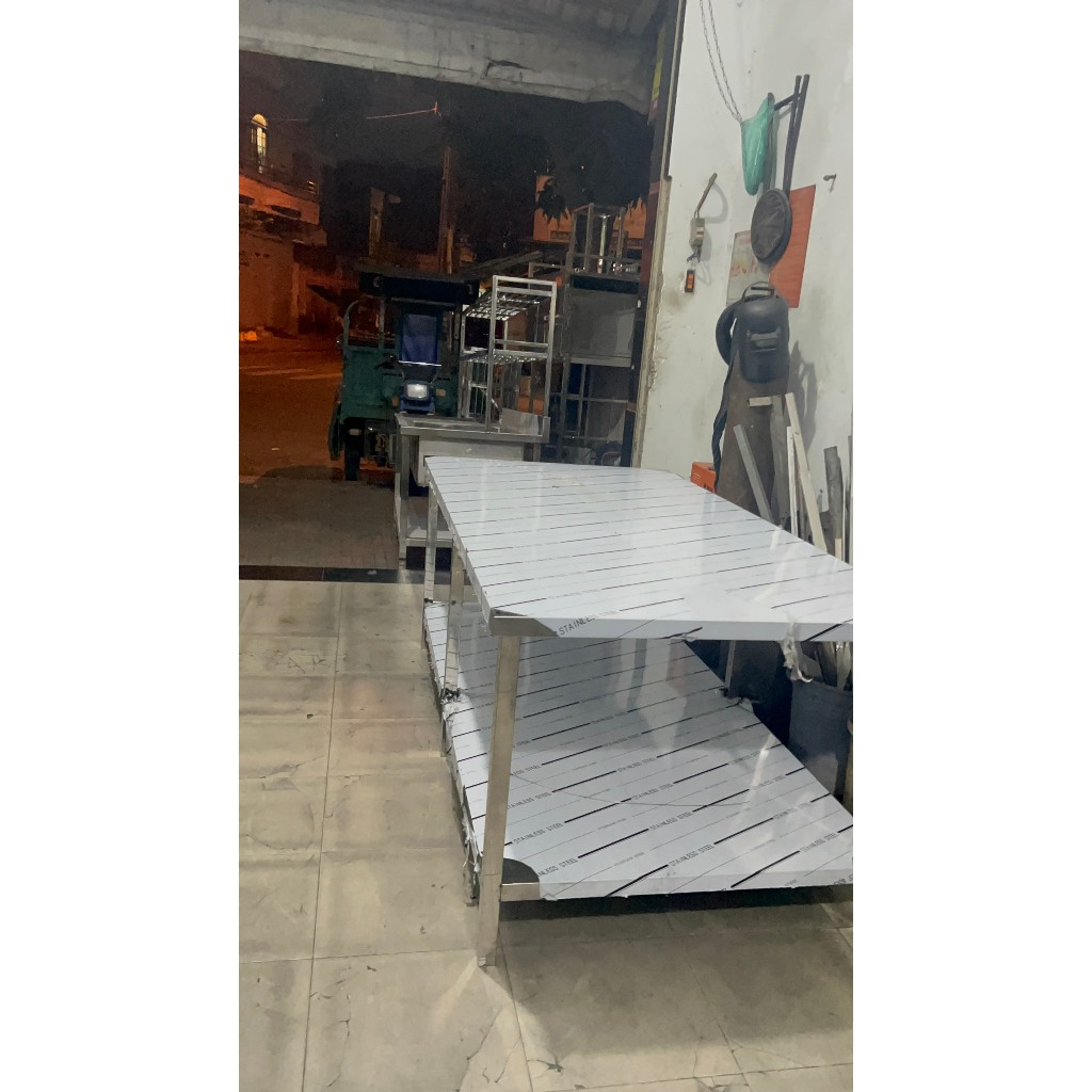 bàn inox sơ chế đủ kích thước inox 100%