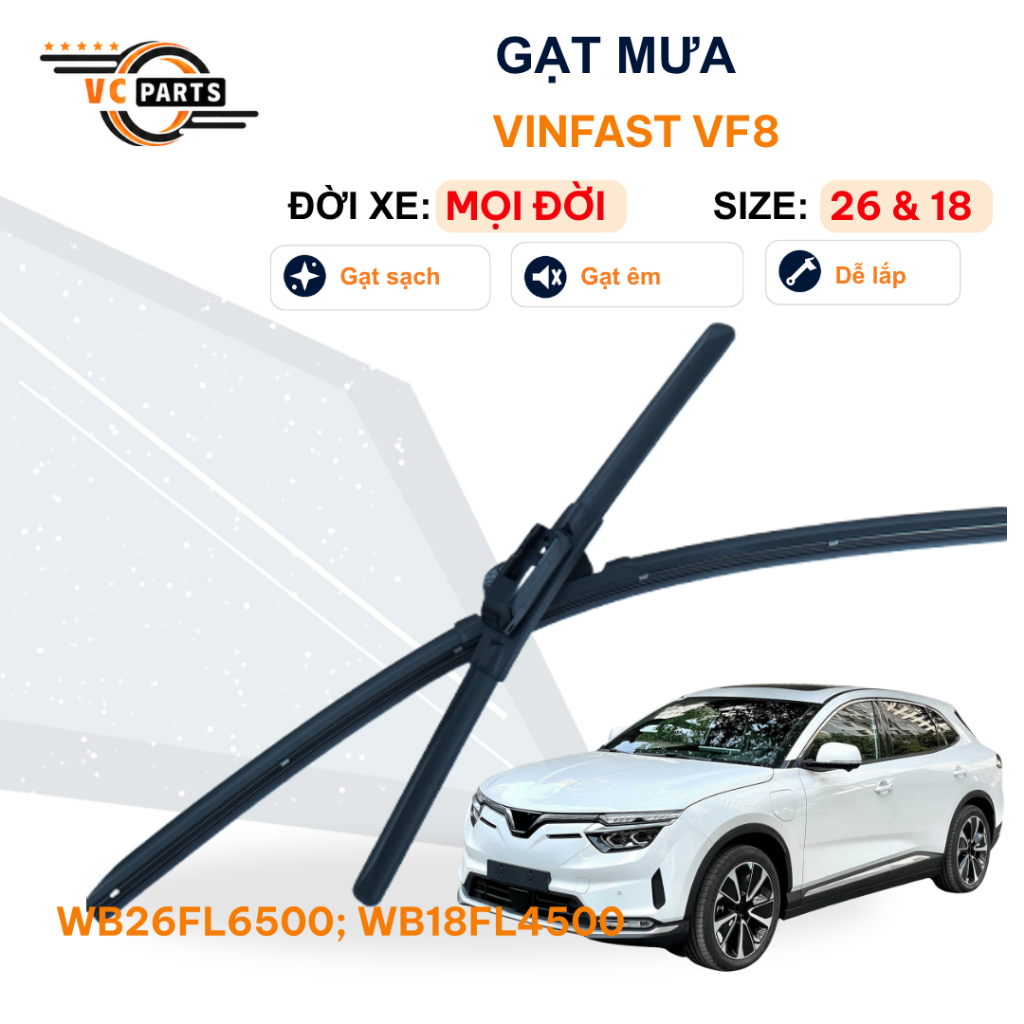 Gạt Mưa Thân Mềm SCHAEFFLER Kích Thước Lưỡi 26 Inch Và 18 Inch Cho VINFAST VF8