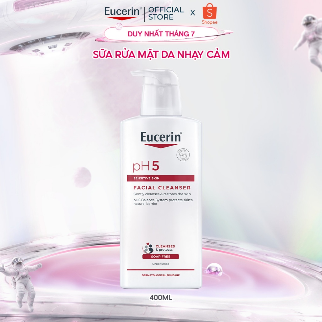 [KOL x Eucerin] Sữa rửa mặt không gây kích ứng cho da nhạy cảm Eucerin pH5 Facial Cleanser 400ml