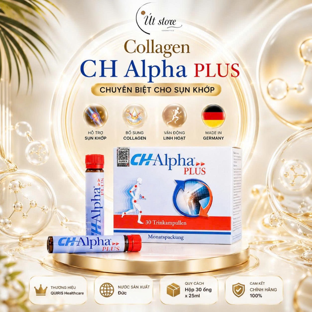 Hộp 30 Lọ Nước Uống Collagen Hỗ Trợ Sụn Khớp Quiris CH-Alpha Plus Đức