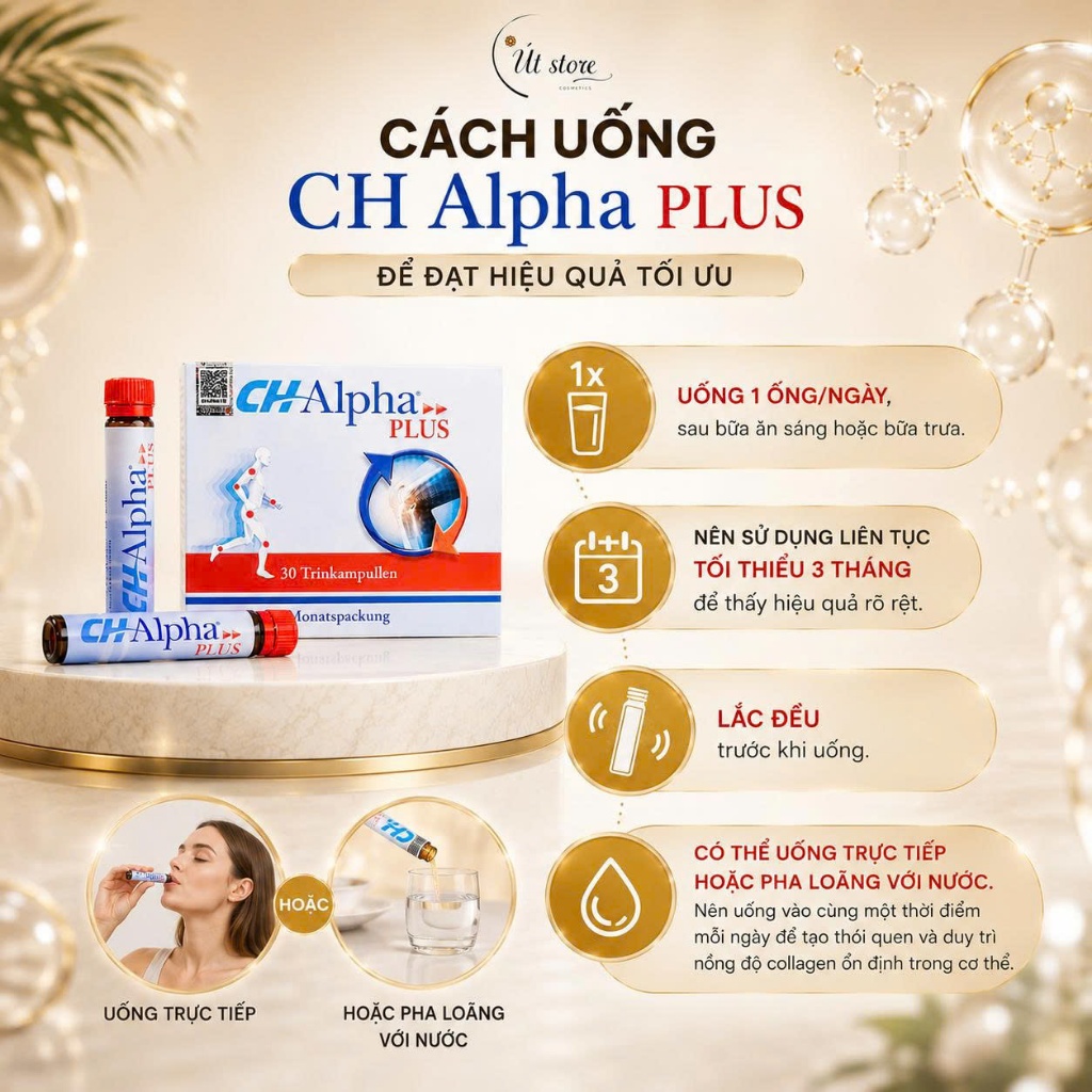 Hộp 30 Lọ Nước Uống Collagen Hỗ Trợ Sụn Khớp Quiris CH-Alpha Plus Đức