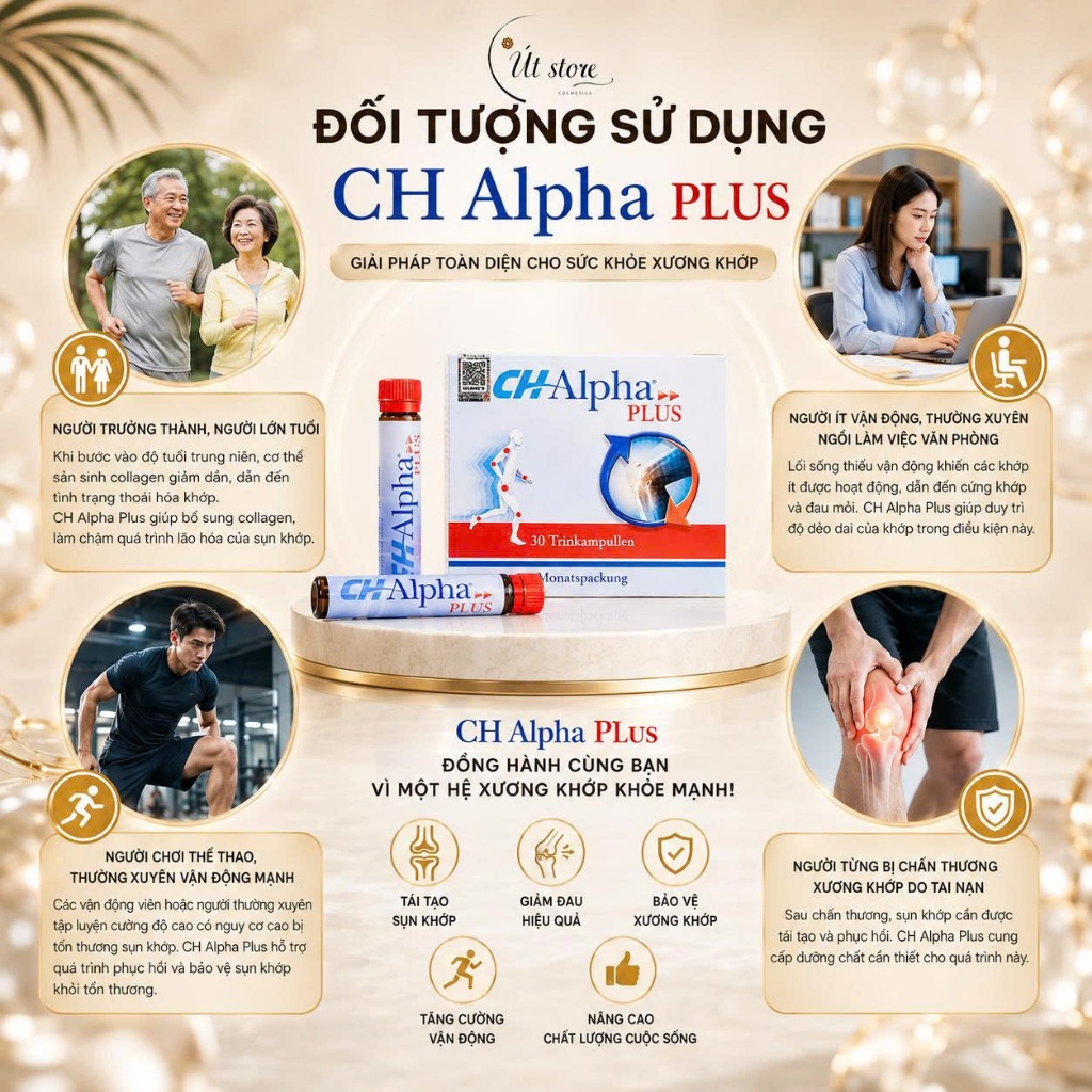 Hộp 30 Lọ Nước Uống Collagen Hỗ Trợ Sụn Khớp Quiris CH-Alpha Plus Đức