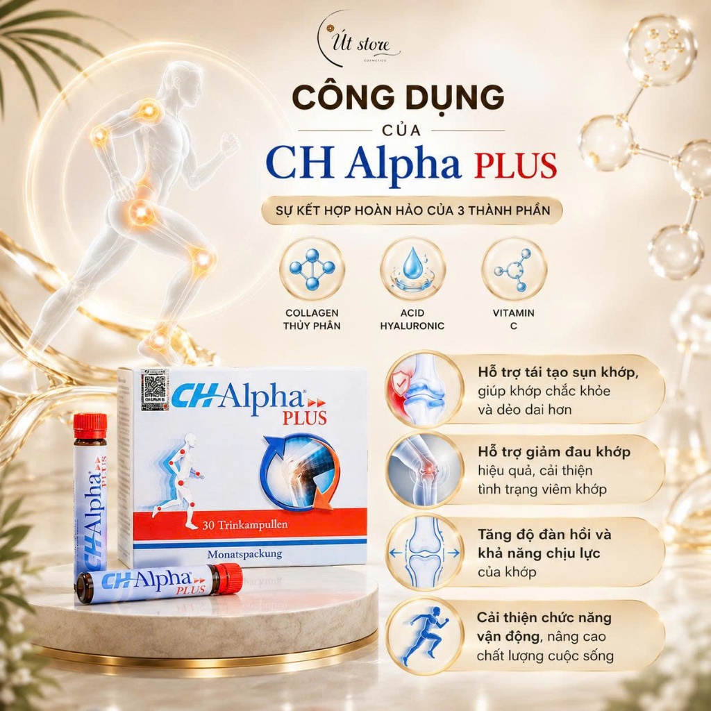 Hộp 30 Lọ Nước Uống Collagen Hỗ Trợ Sụn Khớp Quiris CH-Alpha Plus Đức