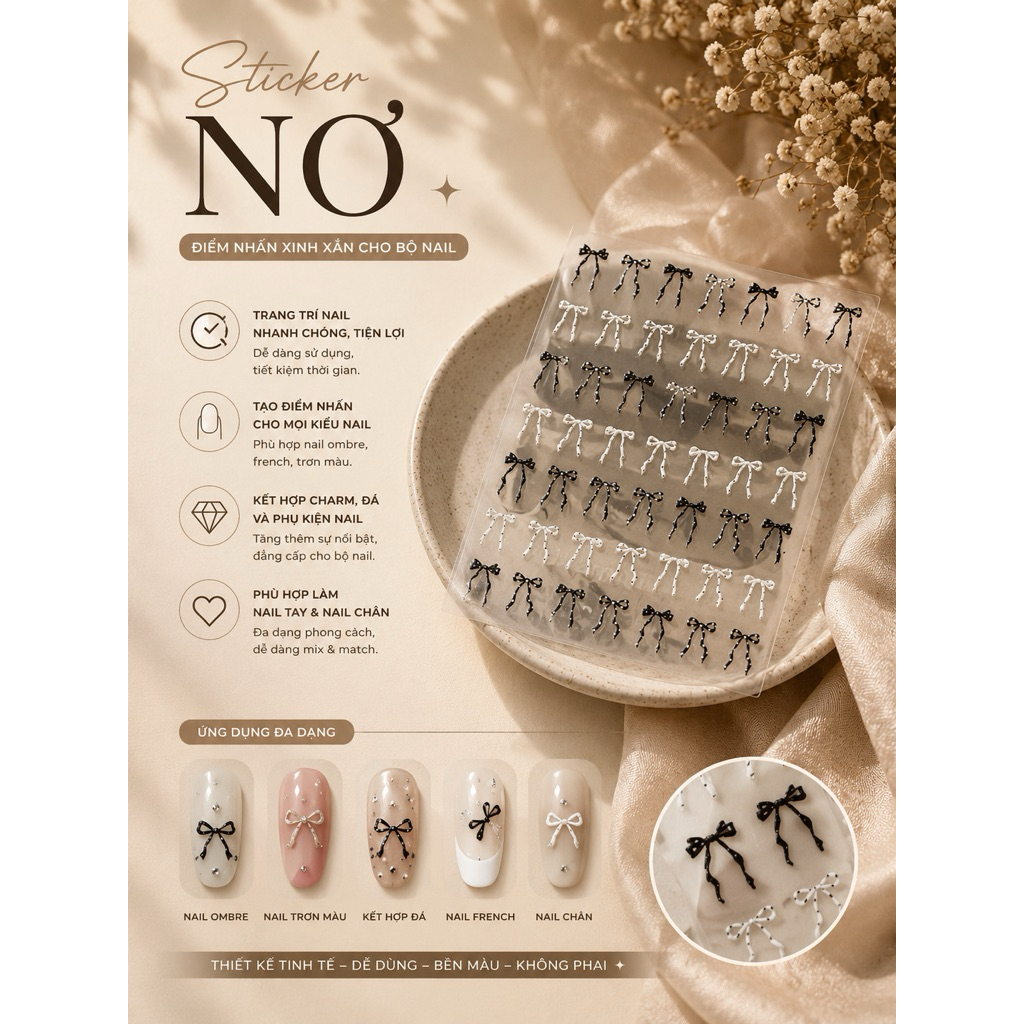 ✨ STICKER NƠ TRANG TRÍ NAIL ✨