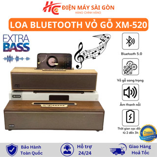 Loa Bluetooth XM 520 Bass Mạnh, Công Suất 20W Siêu Trầm , Thiết Kế Vỏ Gỗ Dạng Thanh Để Bàn