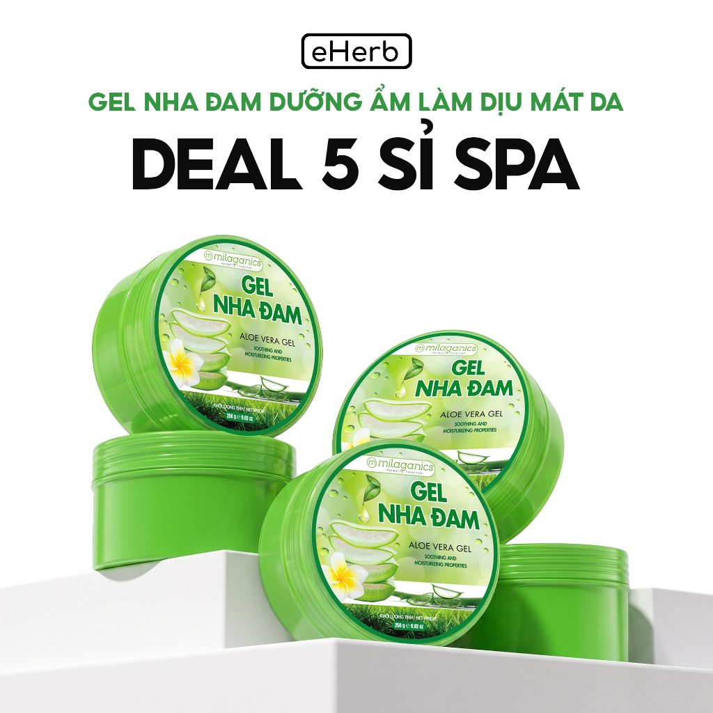 [DEAL SPA] Combo 5 Gel Nha Đam Thiên Nhiên, Dưỡng Ẩm Chuyên Sâu, Dùng Cho Mặt Và Body MILAGANICS