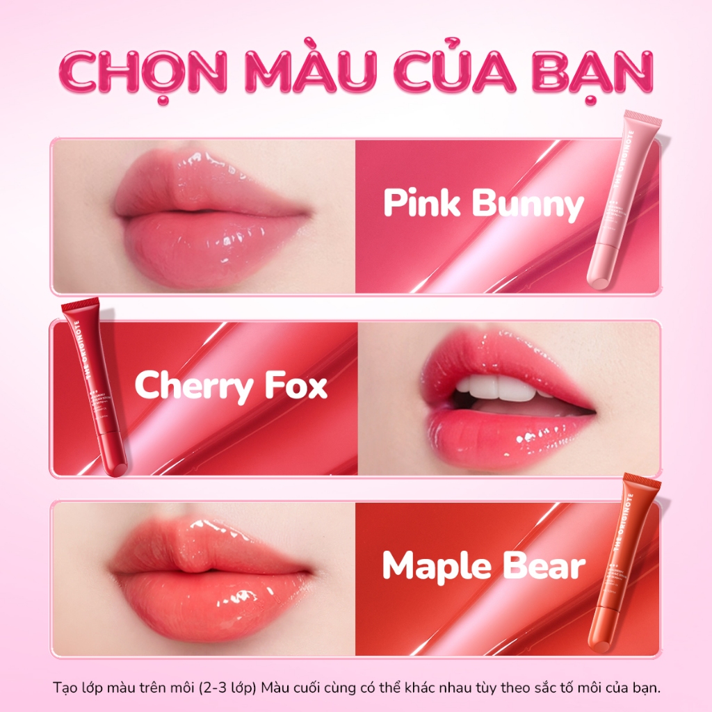 [MUA 2 TẶNG 1] Combo 2 Son Dưỡng Hyaluberry The Originote 3 in 1 Dưỡng Môi Chống Nắng Không Dính Siêu Mịn Môi Son Bóng
