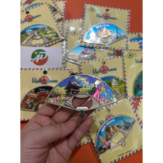 Magnet Khui nắp hình chiếc Quạt - Nam Châm Tủ Lạnh quạt kim loại 3D - Quà Tặng Lưu Niệm Việt Nam
