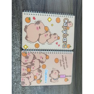 Sổ lò xo hình capybara khổ A5, giấy kẻ ngang, bìa hoạt hình dễ thương dùng ghi chép, học tập và làm sổ tay