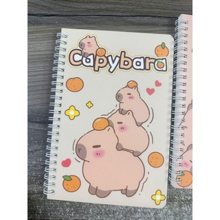 Sổ lò xo hình capybara khổ A5, giấy kẻ ngang, bìa hoạt hình dễ thương dùng ghi chép, học tập và làm sổ tay