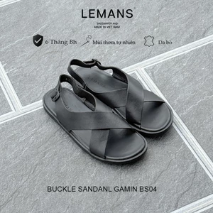 BS04.2 - Dép Sandal quai chéo da bò LEMANS, đế cao su có mùi thơm, thiết kế quai điều chỉnh trẻ trung, BH 06 tháng