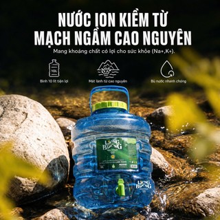 Thùng 2 Bình 10 Lít Nước Uống Ion Kiềm Khoáng Tự Nhiên LangBiang EZ, pH 8.5+ Phù Hợp Dã Ngoại, Du Lịch