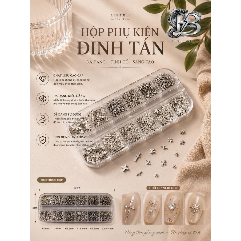 ✨ HỘP PHỤ KIỆN ĐINH TÁN NAIL KIM LOẠI ✨