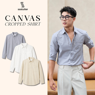 Áo Sơ Mi Nam SSSTUTTER Canvas Cropped Shirt Form Cropped Vải Canvas Cotton Cao Cấp Tay Dài