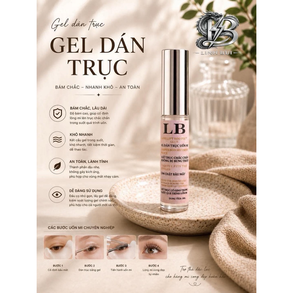 Gel dán trục , giữ trục uốn mi cố định,ôm chặt bầu mắt, không lo bung trục