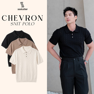 Áo Polo Nam SSSTUTTER Chevron Knit Polo Dệt Kim Jacquard Cao Cấp Form Regular Thanh Lịch