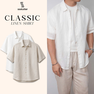 Áo Sơ Mi Nam SSSTUTTER Classic Linen Shirt Tay Ngắn Form Relaxed Vải Linen Cao Cấp Thoáng Mát