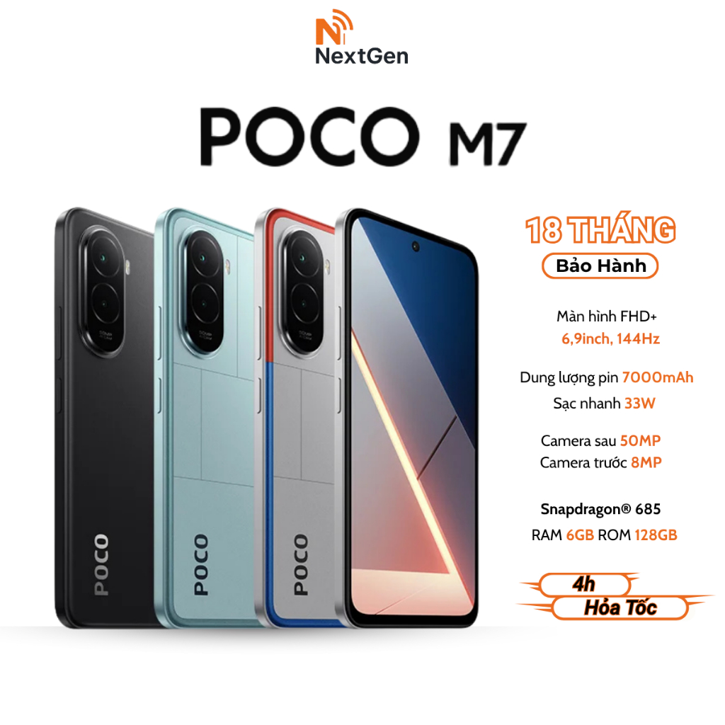 Điện thoại Xiaomi POCO M7 (6GB + 128GB) Pin 7000mAh - Bảo Hành Chính Hãng 18 Tháng | BigBuy360 - bigbuy360.vn