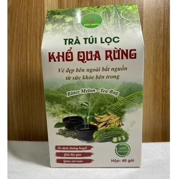 Hộp 40 gói trà túi lọc Bảo Khang,trà khổ qua rừng, giải độc gan,hạ huyết áp, tiểu đường