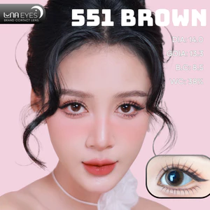 Lens mắt 551 Brown màu nâu trơn tự nhiên, không viền, size nhỏ - thương hiệu LUNA EYES
