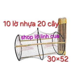 10 lờ cá nhựa giá rẻ (30×52) tặng 20 cây