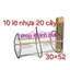 10 lờ cá nhựa giá rẻ (30×52) tặng 20 cây