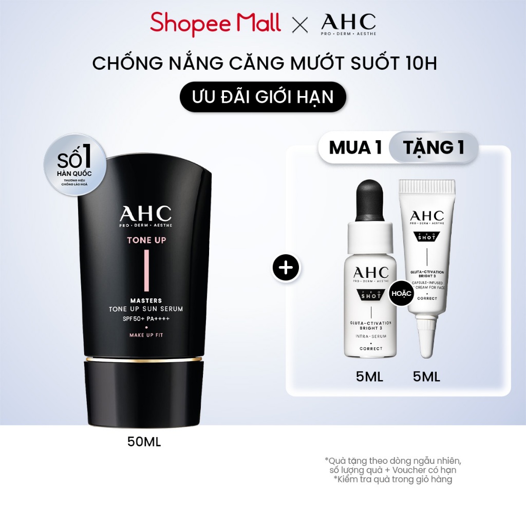 [Hàng mới về] Serum Chống Nắng Hiệu Chỉnh Sắc Da, Nâng Tone Chuẩn Hàn (50 ml) AHC MASTERS TONE UP SUN SERUM