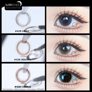 Lens mắt 428 Brown màu nâu trơn tự nhiên, không viền, size nhỏ - thương hiệu LUNA EYES