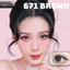 Lens mắt 671 Brown màu nâu filter trăng khuyết, không viền, size nhỏ - LUNA EYES brand