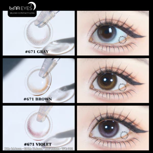 Lens mắt 671 Gray màu xám filter, viền xám nhạt tự nhiên, size nhỏ - thương hiệu LUNA EYES
