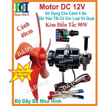 Bộ Motor 12V, Sử Dụng Cánh 30cm và 40cm. Chế Vỏ Quạt Cũ Thành Quạt 12V. Gắn Vừa Tất Cả Các Loại Vỏ Quạt.y