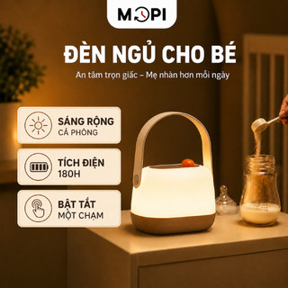 Đèn Pha Sữa Cho Bé Mopi, Đèn Ngủ Decor Cho Bé Sơ Sinh Ánh Sáng Vàng Dịu, Không Ánh Sáng Xanh, Thay Tã Ti Đêm, Để Bàn