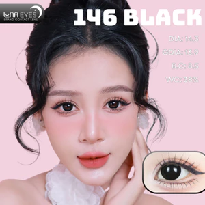 Lens mắt 146 Black màu đen viền hoa tự nhiên giãn tròng, size vừa, thương hiệu LUNA EYES