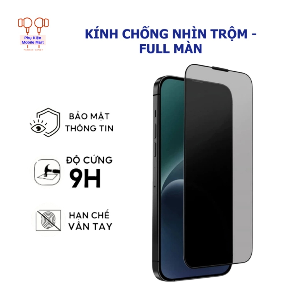 Kính Cường Lực iPhone 4D Chống Nhìn Trộm – Full Màn, Chống Trầy Xước, Dán Dễ