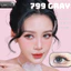 Lens mắt LUNA EYES 799 Gray màu xám nâu, filter trăng khuyết, viền đen tự nhiên, size vừa
