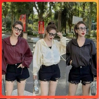 [ MỞ BÁN ] Áo khoác gió nữ croptop 2 lớp vải gió nhăn cao cấp, Dáng Lửng,