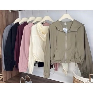 [ MỞ BÁN ] Áo khoác gió nữ croptop 2 lớp vải gió nhăn cao cấp, Dáng Lửng,