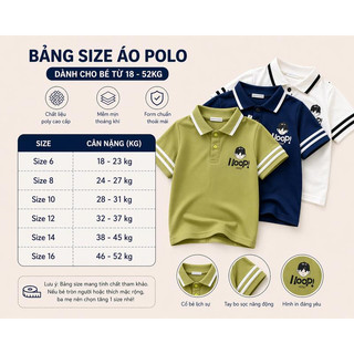 Áo Thun Polo Fom Rộng Hình In Cute Dễ Thương Vải Poly Cá Sấu Mềm Mịn Cho Bé 15-45kg ( Mẫu 03 )