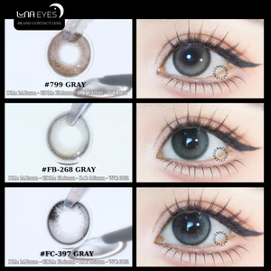Lens mắt FB-268 Gray (ROSE) màu xám filter, viền đen, size vừa - thương hiệu LUNA EYES