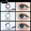 Lens mắt LUNA EYES 799 Gray màu xám nâu, filter trăng khuyết, viền đen tự nhiên, size vừa
