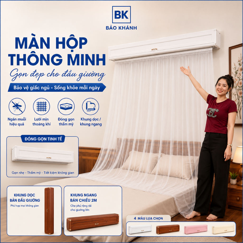 MÀN HỘP NHÔM CAO CẤP - Màn Hộp Thông Minh Gấp Gọn Tiện Lợi Rễ Ràng Lắp Đặt