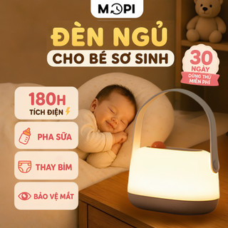 Đèn ngủ cho bé sơ sinh Mopi, đèn ngủ để bàn tích điện 180H, đèn pha sữa thay bỉm cho bé ánh sáng vàng ấm,bảo vệ mắt