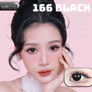 Lens mắt 166 Black màu đen đậm giãn tròng baby to tròn, size lớn, thương hiệu LUNA EYES