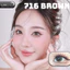 Lens mắt 716 Brown màu nâu rêu vân tia tự nhiên, viền nhám, size vừa - thương hiệu LUNA EYES