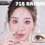 Lens mắt 716 Brown màu nâu rêu vân tia tự nhiên, viền nhám, size vừa - thương hiệu LUNA EYES
