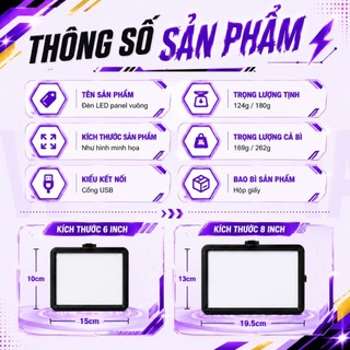 ĐÈN LED VUASI 6-8 INCH HỖ TRỢ CHỤP ẢNH QUAY VIDEO, LIVESTREAM SIÊU SÁNG TẶNG KÈM TẤM LỌC MÀU