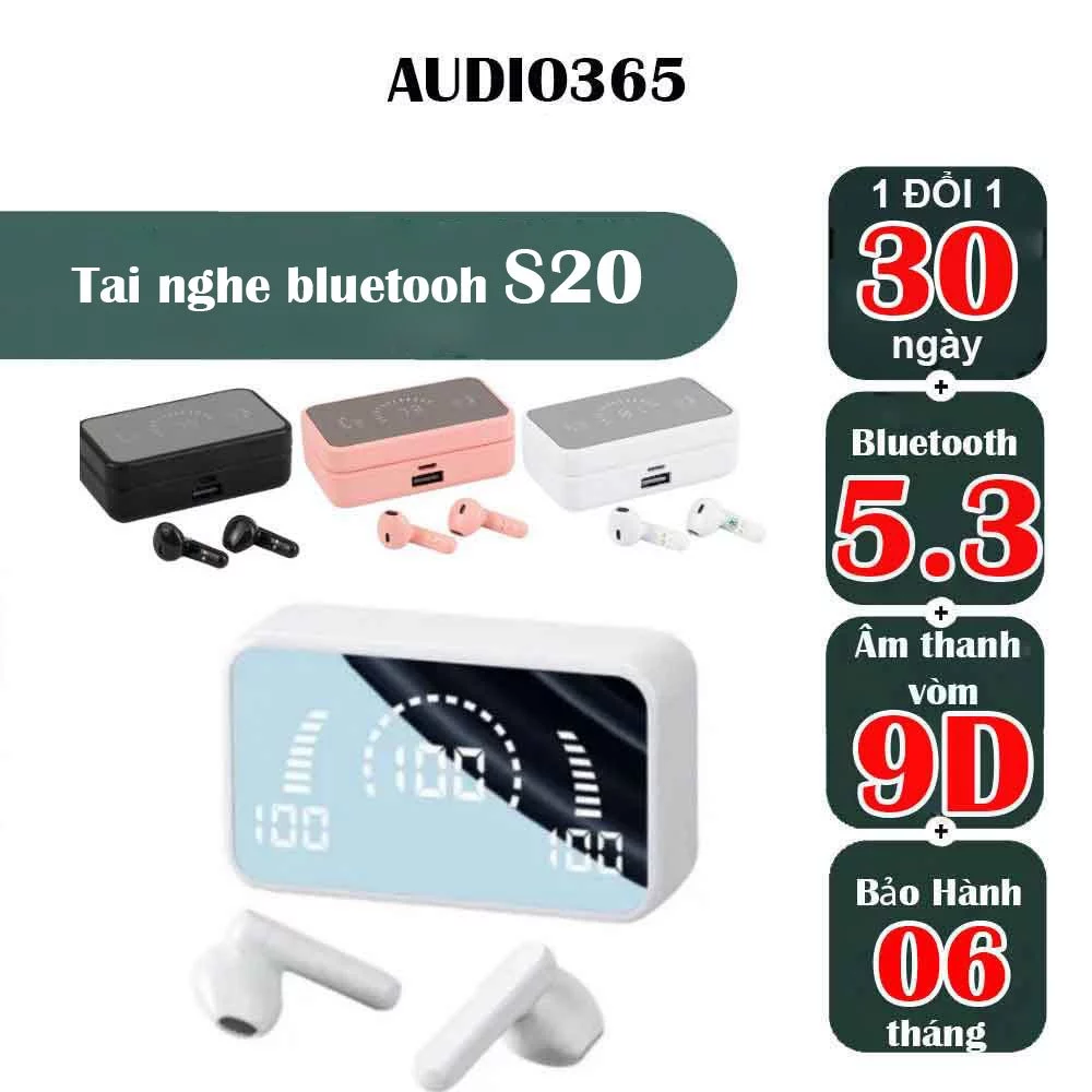 Tai nghe không dây S20 AUDIO365 màu trắng