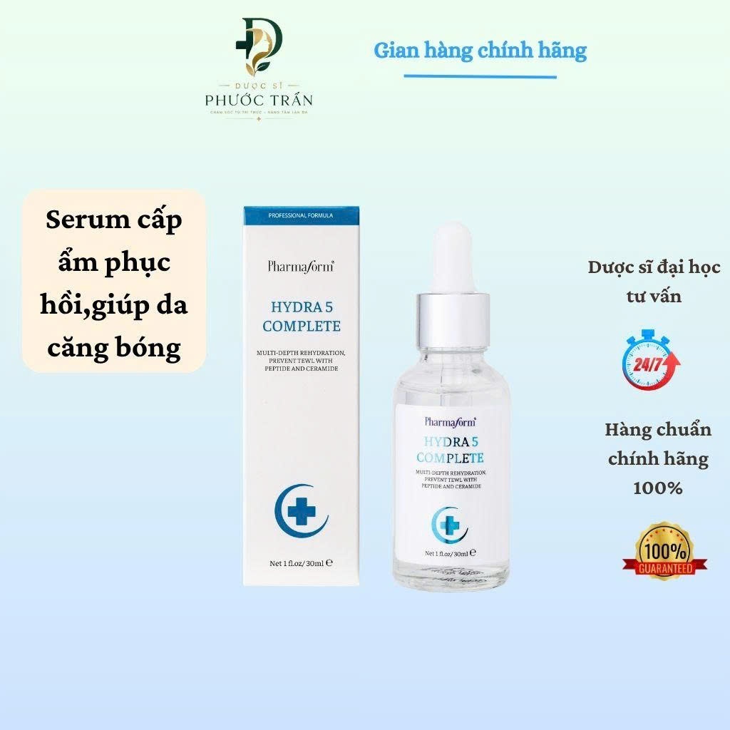 Tinh chất vitamin B5 dưỡng ẩm, hỗ trợ phục hồi da Pharmaform Hydra 5 Complete Serum 30ml